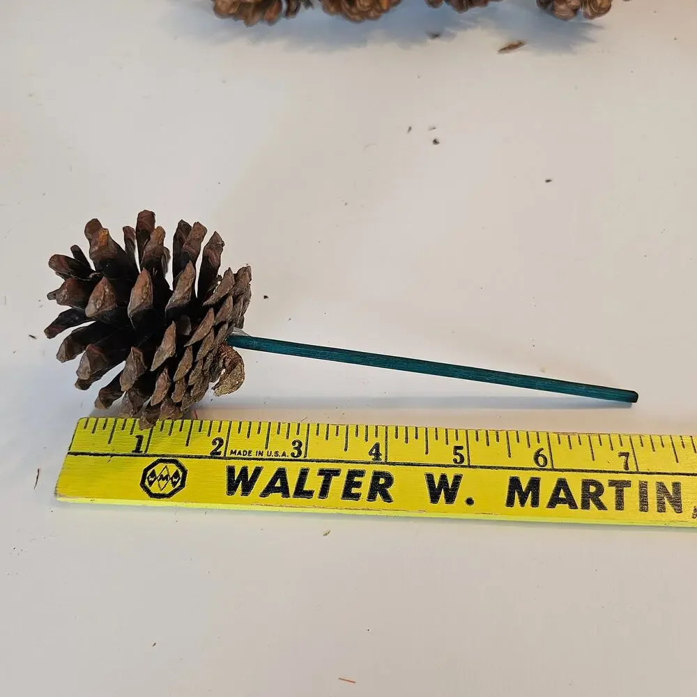 30 Natural Pine Cone Floral Picks 7in Green Wood Stems Wreath Craft Rustic Decor